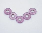 Round Purple Donut Beads, set of 5