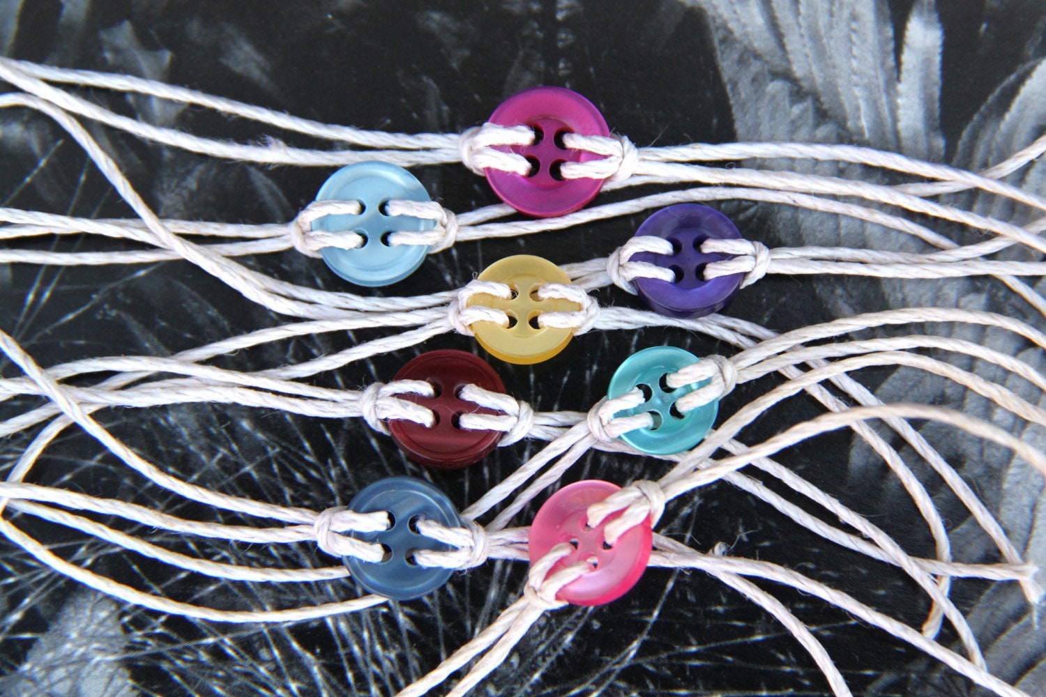 Cute as a button bracelet in SHINY colors.
