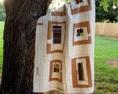 Handmade Modern Quilt, Mosaic Lap Quilt, Throw Quilt