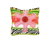 Fabric Pincushion-Flower Pincushion-Pink-Zebra- Small Pincushion