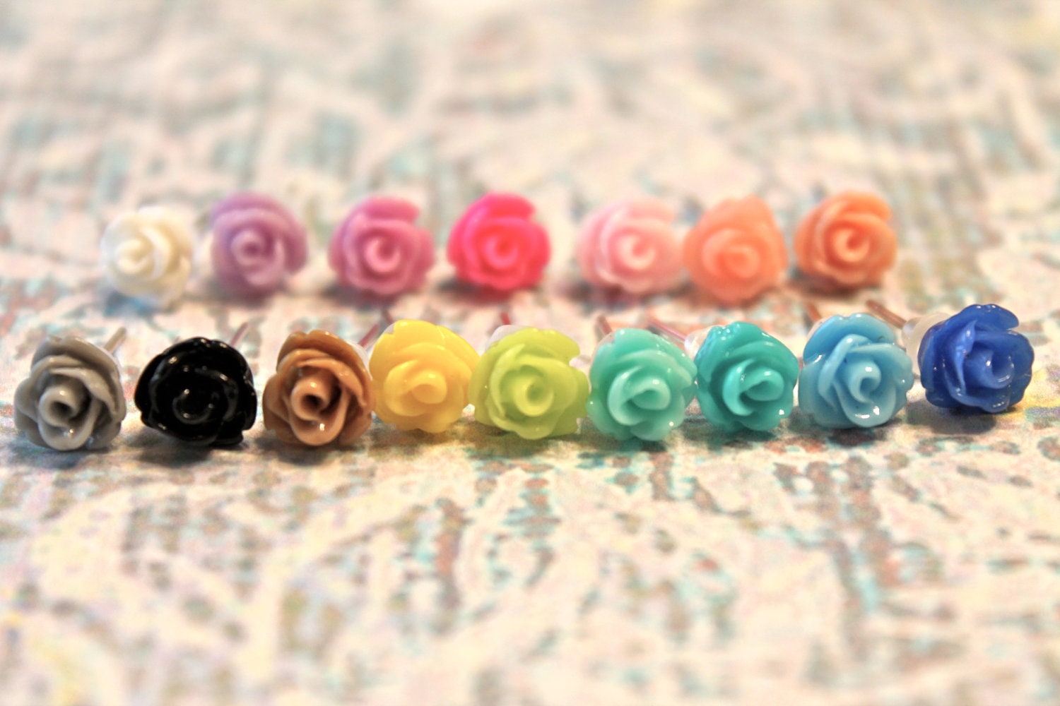 Beautiful Petite Rosette 7.5mm Earrings- You choose color