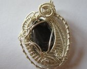 Hematite Pendant / Wire Wrapped Jewelry / Sterling Silver / Art Jewelry / Natural Stones / Earthy / Black and Silver