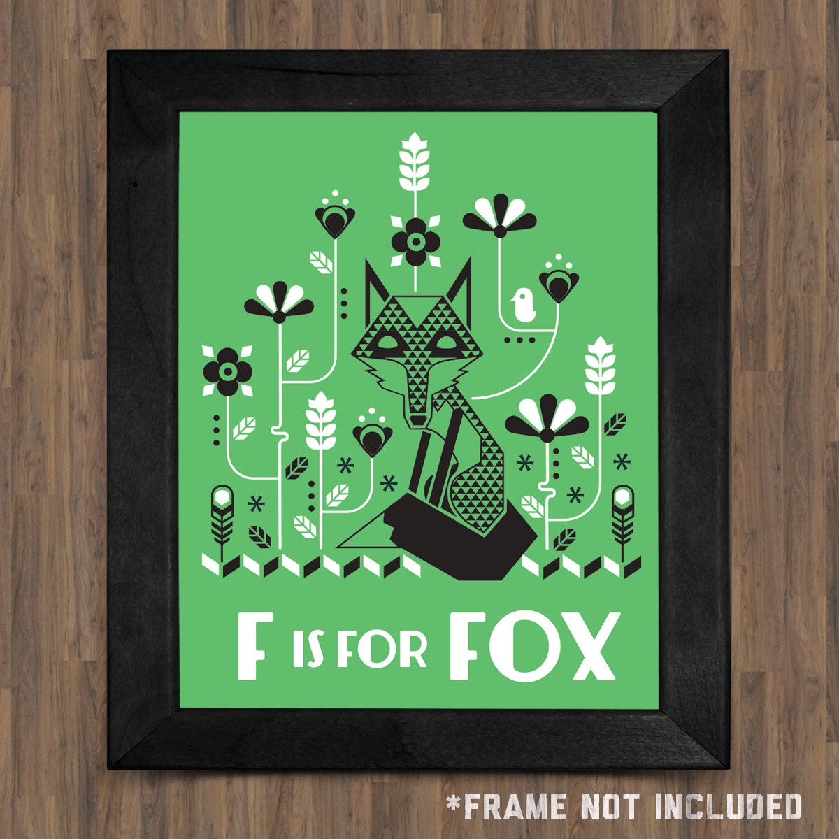 SALE - 8X10 Art Print - F is for Fox - FREE Shipping