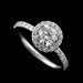 Micro Pave Cut Down Diamond Engagement Ring 18K White Gold Mounting