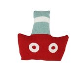 Boat pillow - medium, red and blue