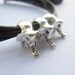 Multilayer leather bracelet---antique silver personality three 3D little cute elephants bracelet & brown leather chain