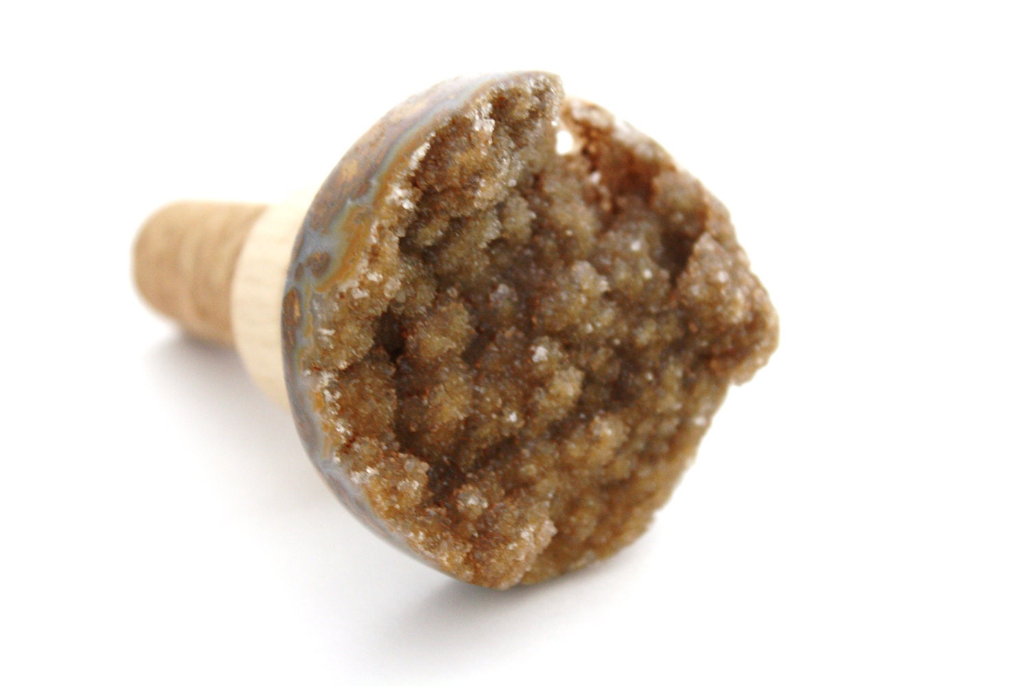 Druzy Wine Stopper- Brown drusy crystal and natural cork.  A unique host or hostess gift. Special Edition.