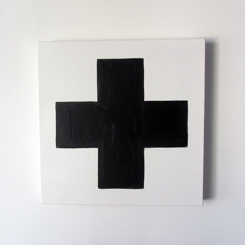 No. 66 - Black and White Modern Art Painting - 16" x 16" on gallery style 1.5" depth canvas
