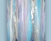 Original Gray and Blue Acrylic Abstract Painting Titled: Silver Lining 30x40x1.5" by Ora Birenbaum