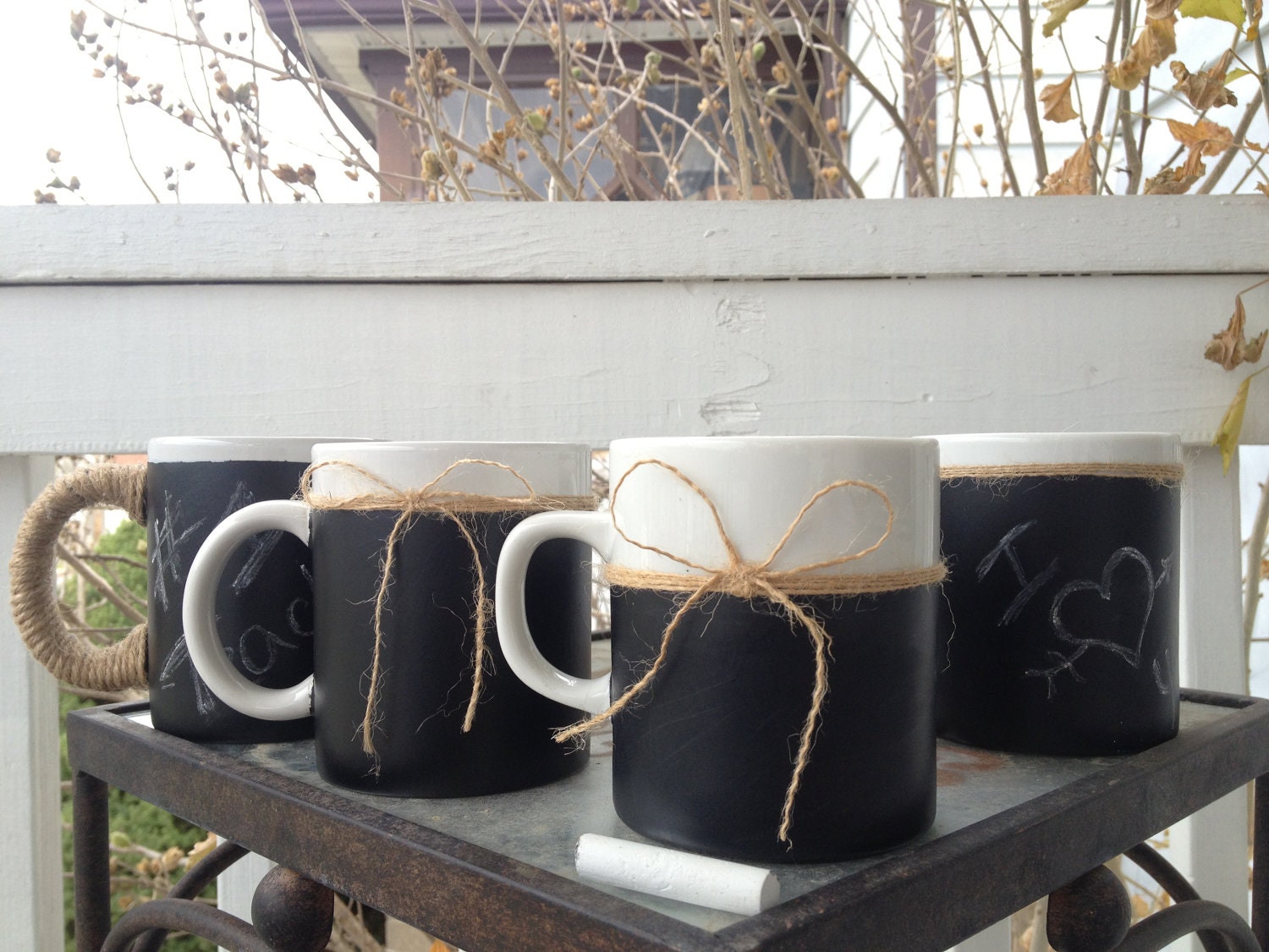 The Original Chalkboard & Burlap Coffee Mug - Burlap String - Recycled - Reclaimed - TEACHER GIFT - Wedding - Birthday - Holiday