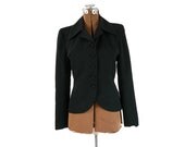 1940s Vintage Wool Twill Blazer / Fitted Black S