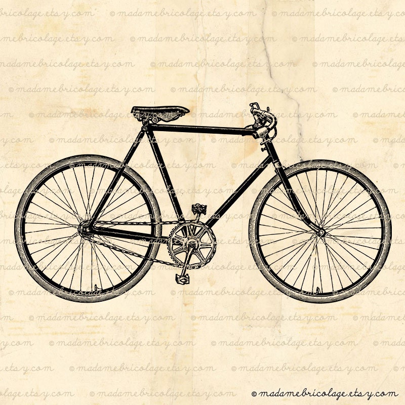 Vintage Bicycle, Bike, Digital Download, Digital Image, Iron on Transfer, Papercrafts, Pillows, T-Shirts, Tote Bags, Burlap, No 01620