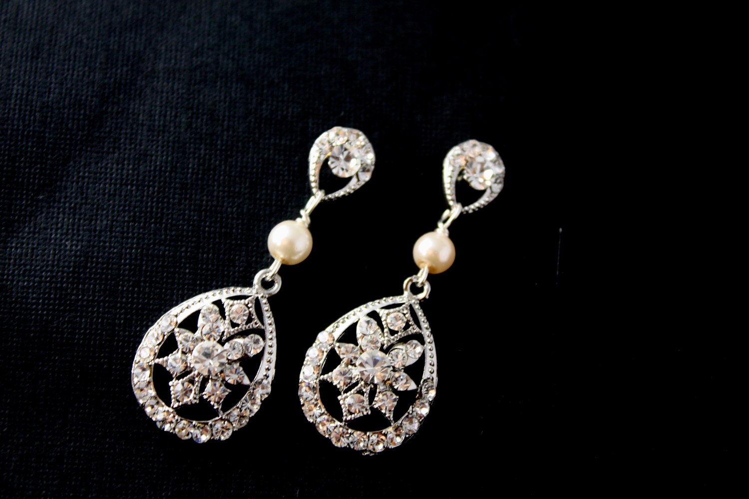 Natasha Swarovski crystal and pearl bridal earrings