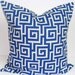 Blue Greek Key Pillow.20x20 inch.Pillow Cover.Printed Fabric Front and Back.Indoor.Outdoor.Geometric Pillow