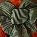 Halloween Wreath - Felt Wreath with Orange Rosettes and a Black and White Striped Bow - 12 inch