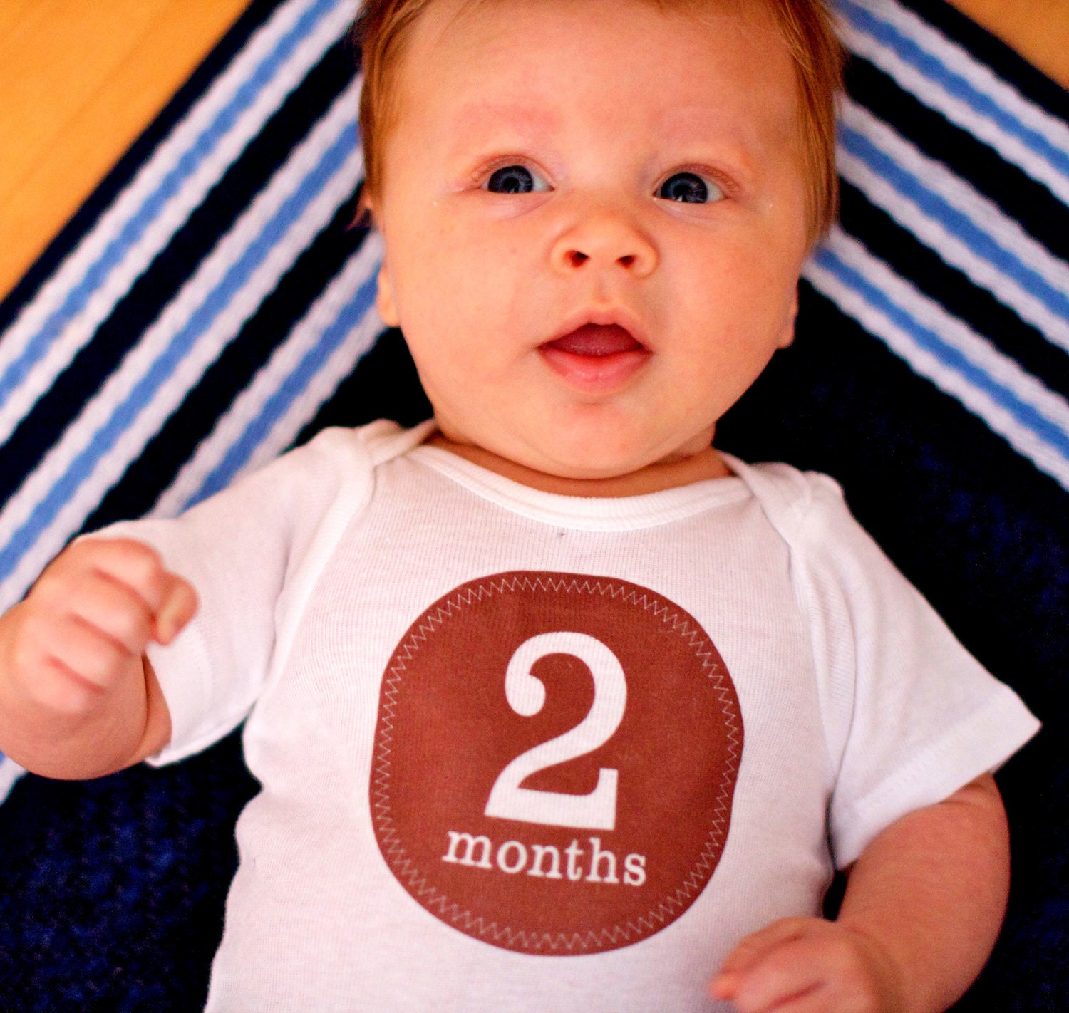 Set of 12 Month 2 Month Milestone Baby Boy Collection Onesies, Perfect Baby Shower Gift, Comes with Gift Box, Paper Wrap and Gift Tag