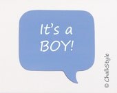 Blue CHALKBOARD Speech Bubble -- Weddings Photobooth Prop or Baby Boy Shower Gender Announcement/Reveal Party Pregnancy Pictures Prop Il_170x135