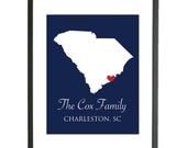 Custom South Carolina State Map, 8x10 Art Print