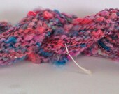 Core spun mohair clouds in pinks and blues - Bulky Art yarn. Hand spun, hand dyed  yarn.