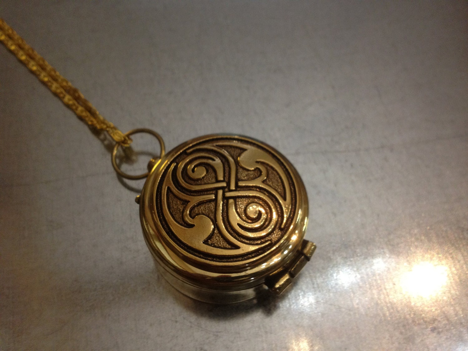 Gold Plated Infinity Seal Compass Necklace