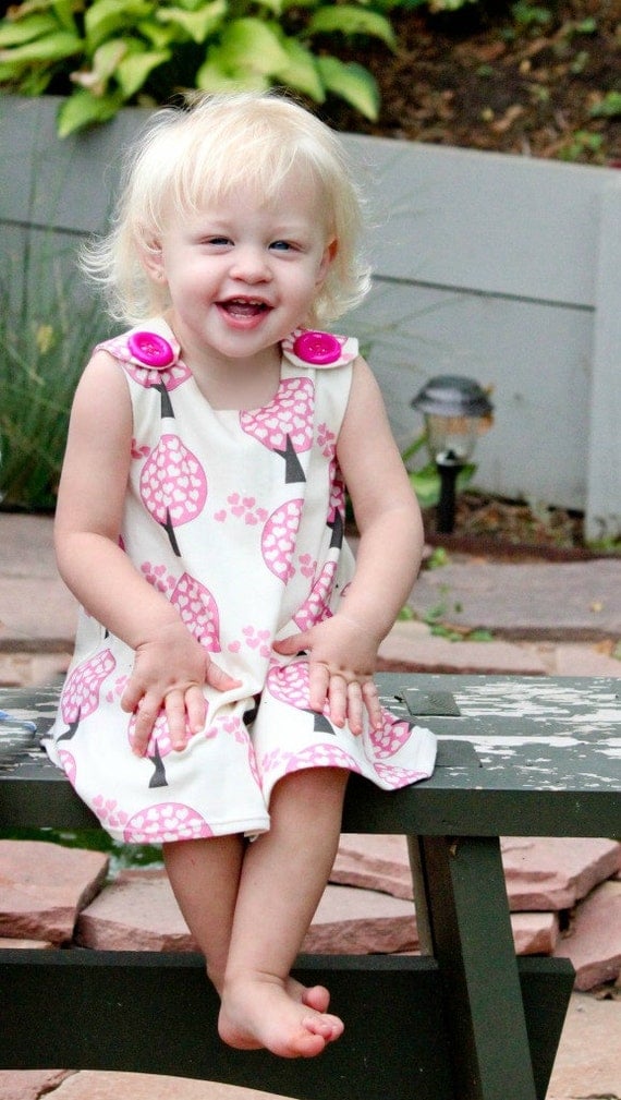 Organic Cotton Knit - Love Tree Baby Dress - 1st Birthday - Organic Baby - Nursey - Infant Girls Dress - Newborn - Natural Fiber - 3M to 3T