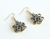 Chainmaille Earrings Brass Stainless Steel Japanese 12 in 2 Mixed Metal Chain Mail Maille Earrings