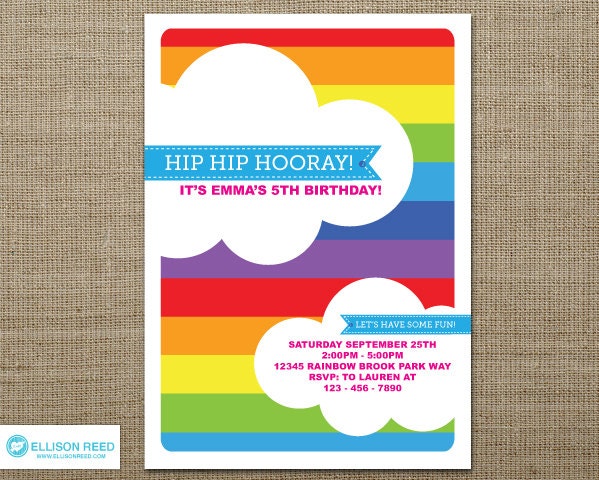Rainbow Invitation - Rainbow printable - Rainbow Birthday - art Invitation - Printable Party - Color Birthday Party - girl birthday Il_570xn