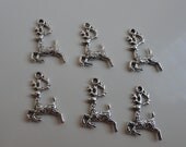 12  Tibetan Style Charm Pendant Christmas Reindeer Deer Holiday 20mm Double Sided