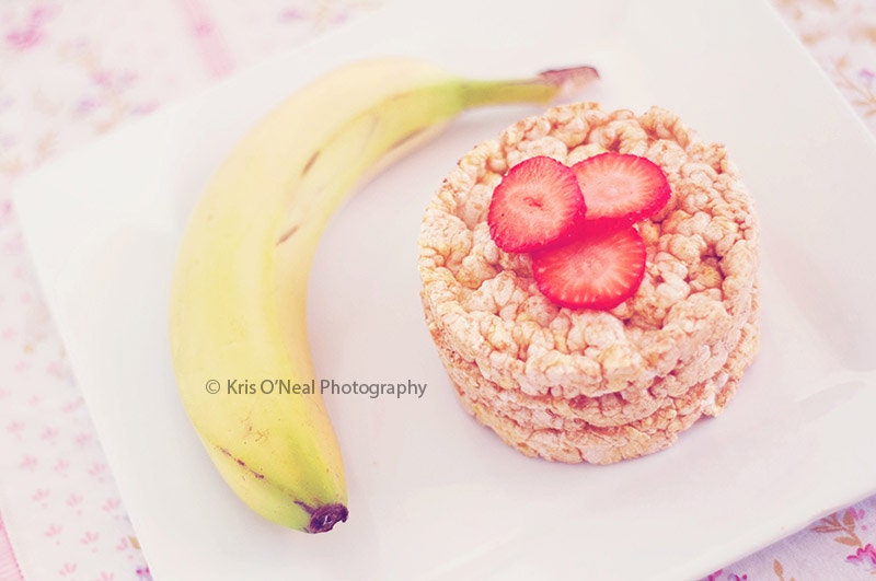 Beautiful Brunch-(3)set -fine art prints-banana ricecakes and fruit on plate-- breakfast brunch kitchen full resolution DIY DIGITAL DOWNLOAD