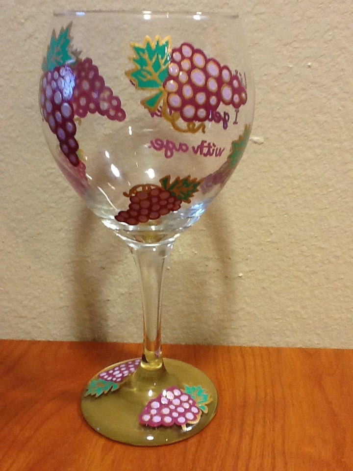 Hand Painted "Like fine wine, I get better with age" Wine Glass