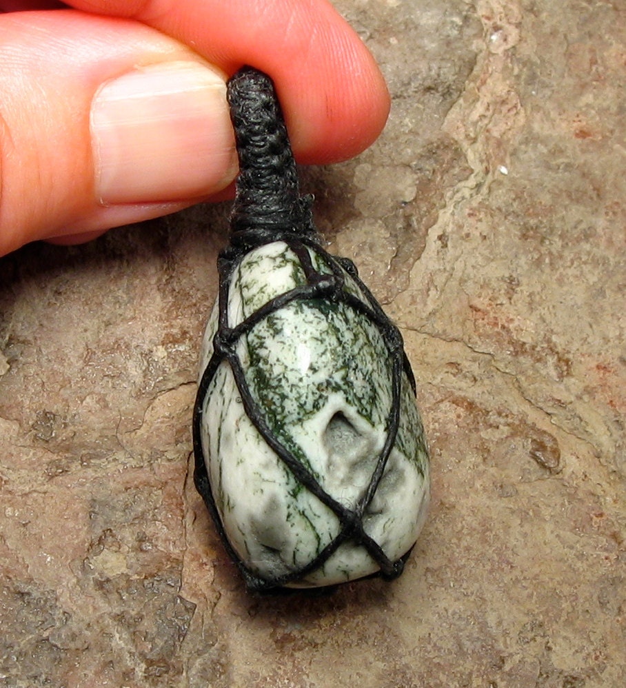 Tree Agate Pendant - Reiki Infused - Alternative May Birthstone