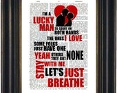 Pearl Jam Just Breathe Song Lyric Print on repurposed Vintage Dictionary Page