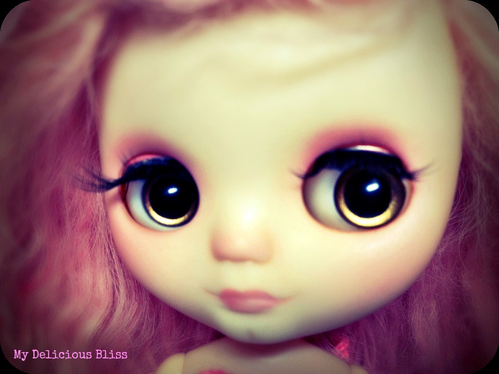 OOAK Middie Blythe Hand Painted Eyechips, Plum Sparkle