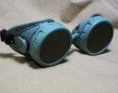 Green AVIATOR GOGGLES Welding Scientist Cyber Punk Optic Conductors Mad Scientist Gothic Rave Steampunk