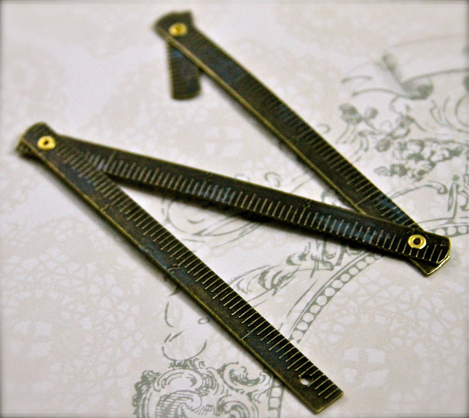 Sale 50% off Metal Accent Folding Ruler Mixed Media Scrapbooking Steam Punk Collage Altered Art Journal