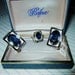 Vintage Balfour Silver Blue Cufflinks TieTack Originial Jewelry Case