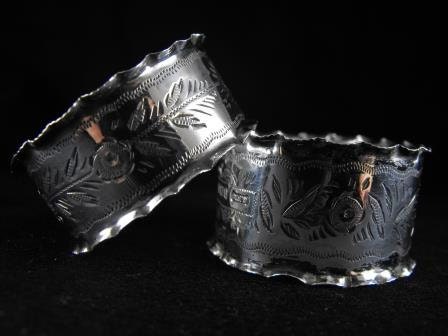 Antique Sterling Napkin Rings G.E. Waltham & Co. 1905/06 Birmingham England