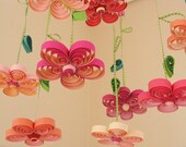 Baby Mobile - Custom Mobile - Pink Mobile - Unique Mobile - Quilled Flower Rain - Crib Mobile - Quilling Handmade - Baby Mobil 1A
