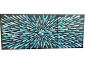 3 Panel, Painting, Turquoise, 8 X 10