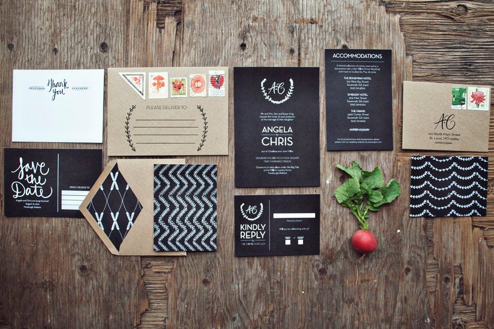 Classic Chalkboard Wedding invitation Suite
