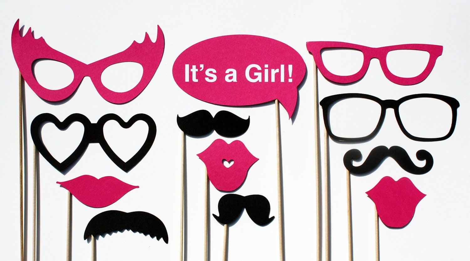 It's a Girl Photo Booth Props  - 12 Piece Photo Props