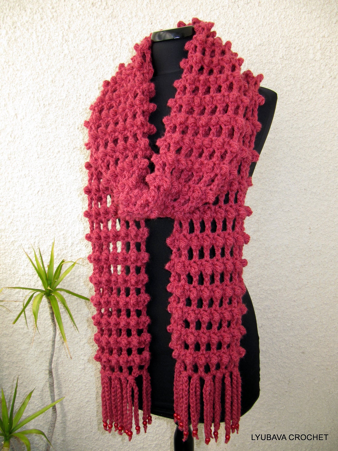 Crochet Long Scarf Tutorial Pattern PDF, Trendy Crochet Scarf With Fringe Fashion 2013, Lyubava Crochet Pattern number 63
