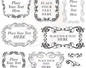 Digital Borders Frames Flourish Retro Vintage Wedding Decorations Clip Art Clipart Scrapbooking Art Deco School Teacher Craft Supply 10290