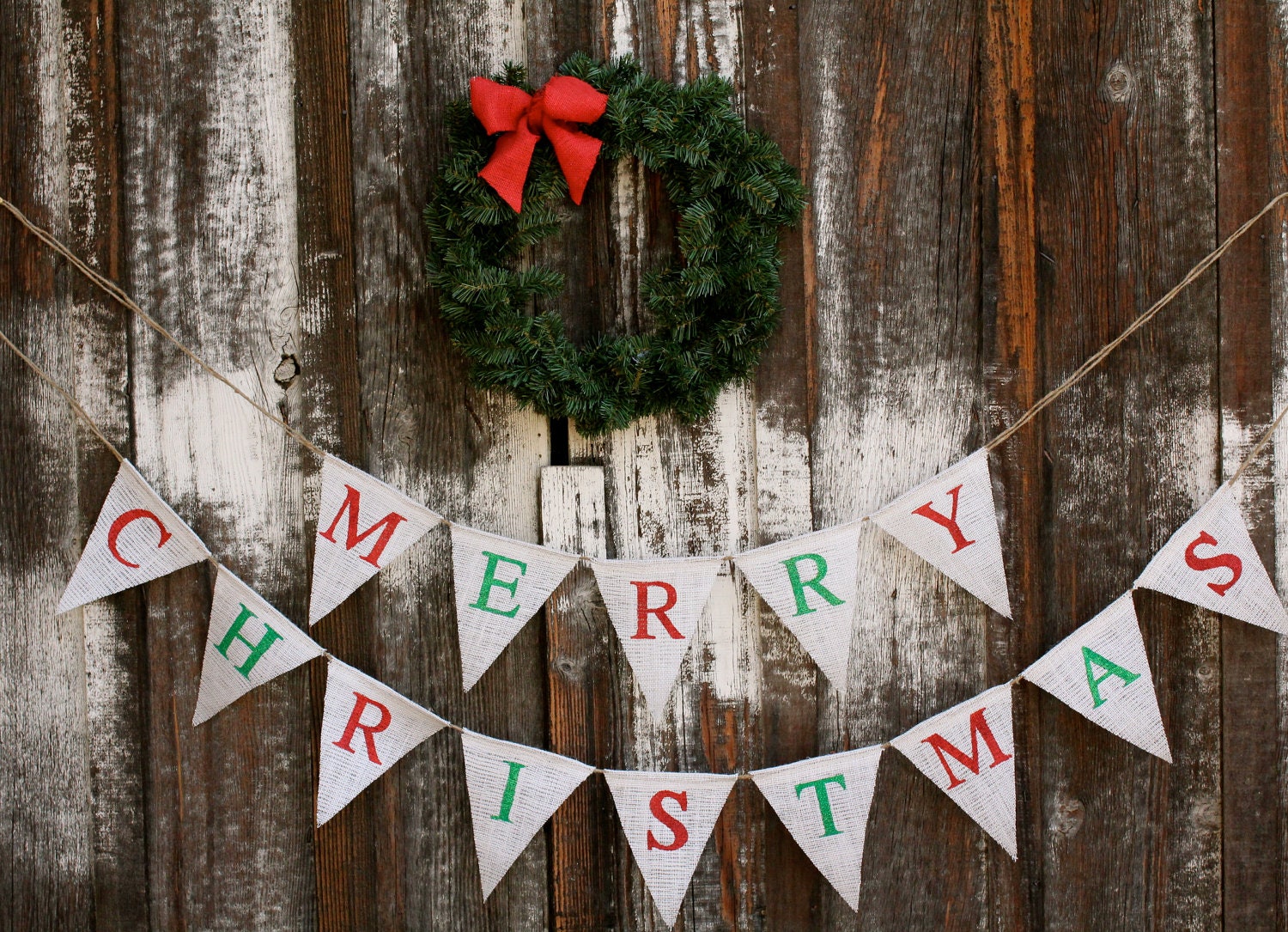 MERRY CHRISTMAS burlap banner - Christmas burlap banner - holiday home decor - christmas garland