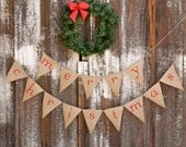 merry christmas burlap banner - Christmas burlap banner - holiday home decor - christmas garland