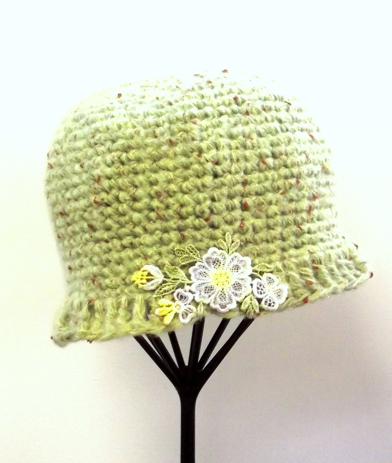Crochet Hat, Cloche,  Mohair Wool, Winter Accessory, Gift For Her, Snow Gear, Ski Accessory