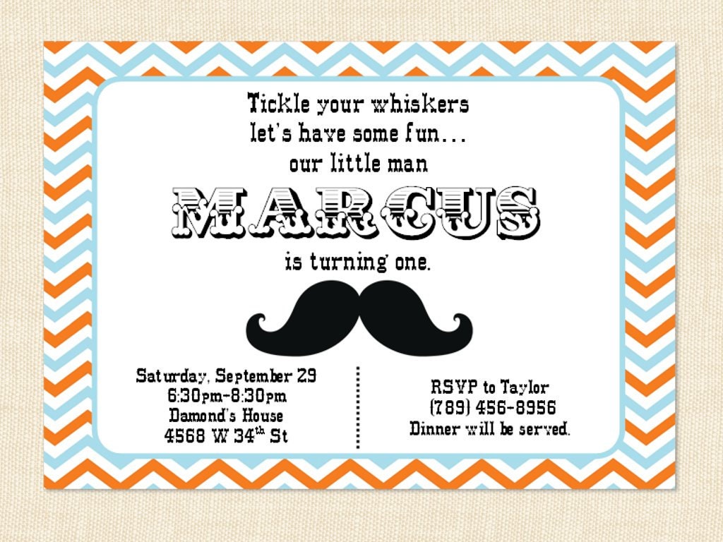 Boy First Birthday Invitation Little Man Mustache Bash Party 1st Printable pdf