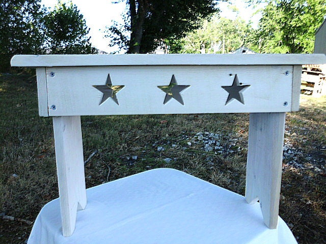 White Wooden Bench With Stars