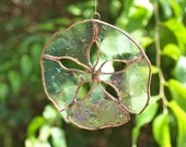 Iridescent stained glass sand dollar suncatcher