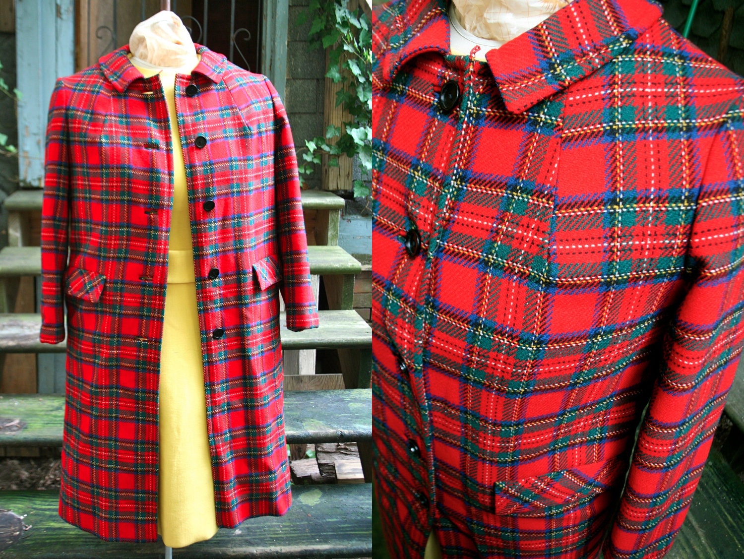 Pendleton Plus Size Red Tartan Plaid Long Wool Coat Jacket Size 12 Size 14 XL